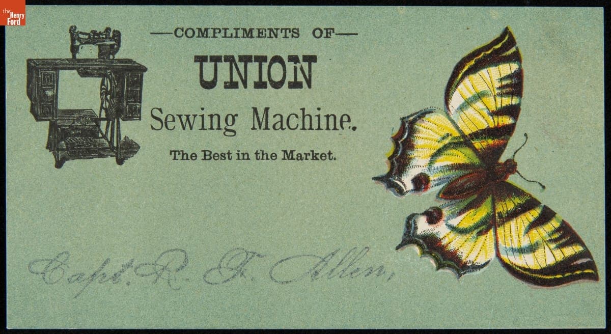 Trade Card for the Union Sewing Machine Company, 1880-1890
