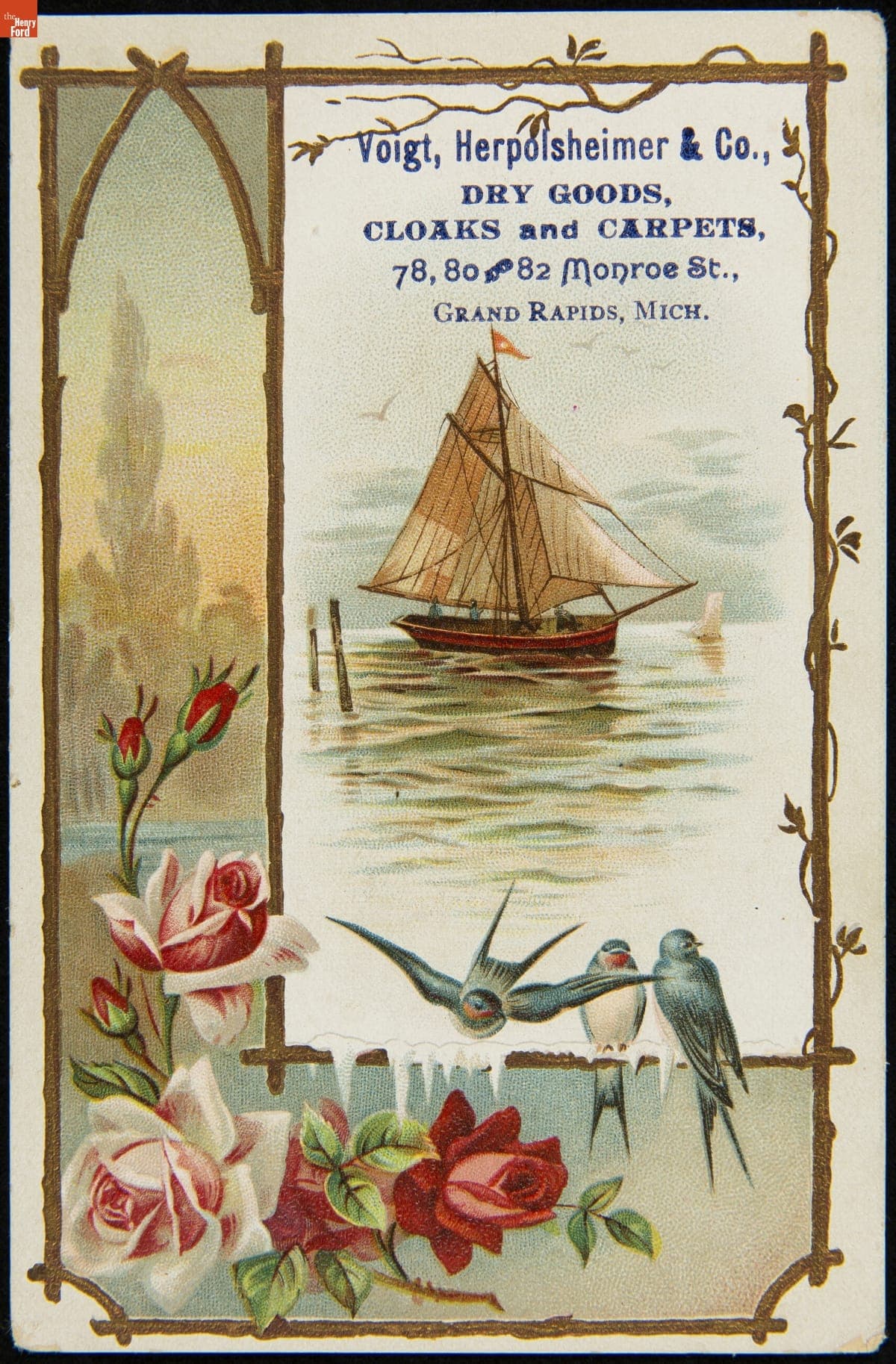 Trade Card for Voigt, Herpolsheimer & Co.'s Dry Goods, Cloaks, and Carpets, 1880-1900