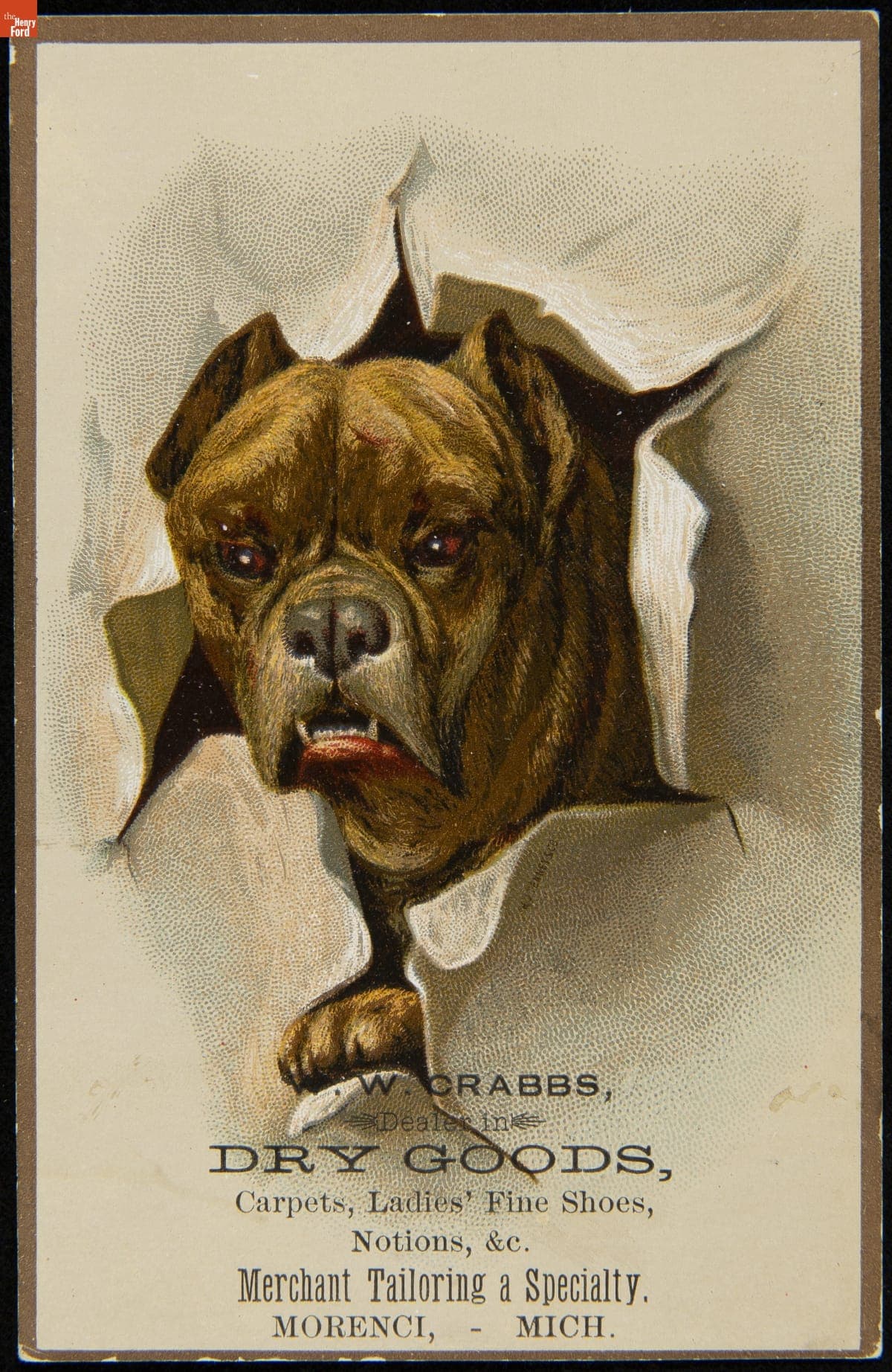 Trade Card for Dry Goods, W.W. Crabbs, 1880-1900
