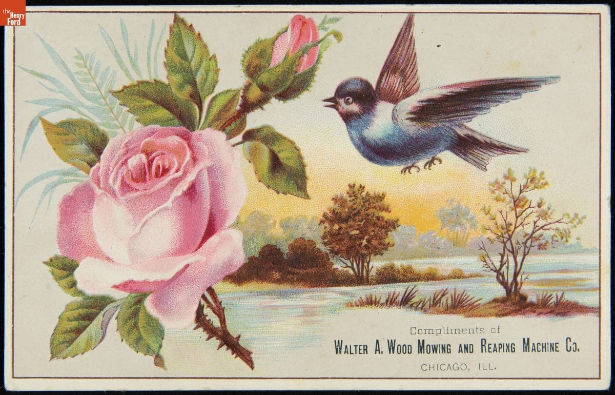 Trade Card for the Binding Harvester, Walter A. Wood Mowing and Reaping Machine Co., 1887-1900