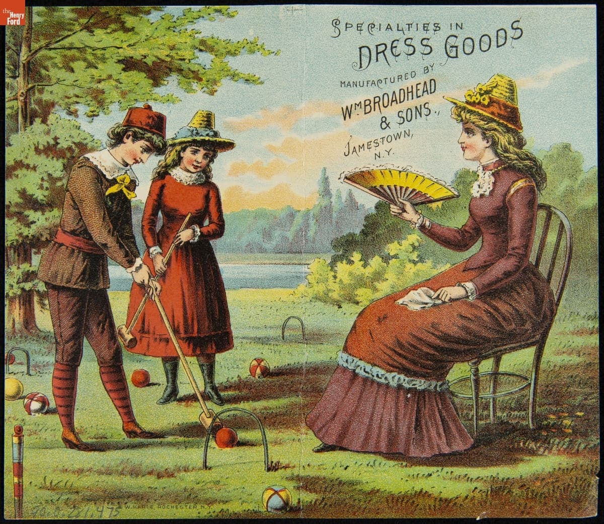 Trade Card for Dress Goods, Broadhead Worsted Mills, 1880-1890