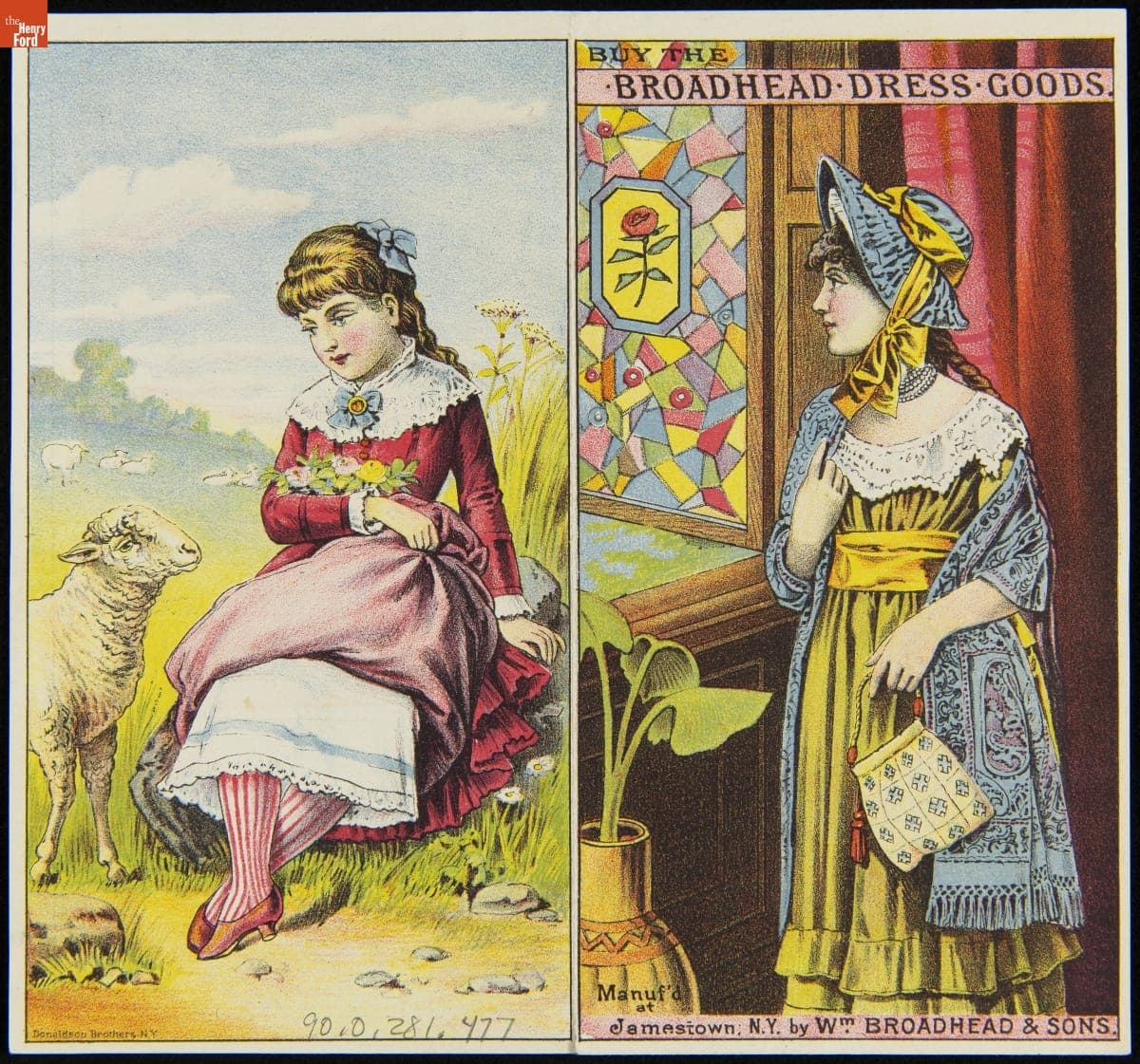 Trade Card for Dress Goods, Broadhead Worsted Mills, 1880-1900