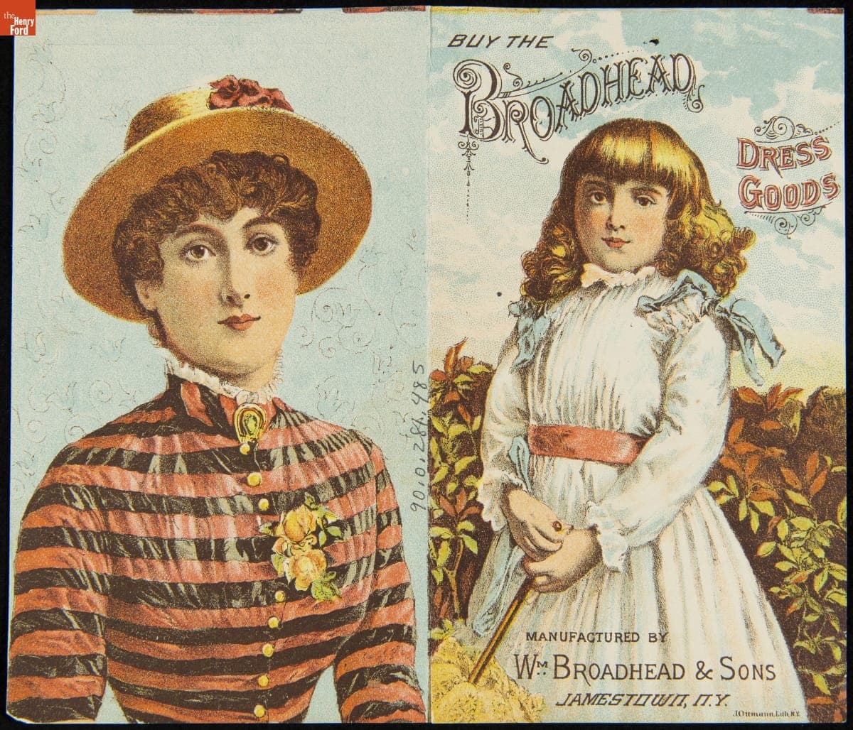 Trade Card for Dress Goods, Broadhead Worsted Mills, 1880-1900