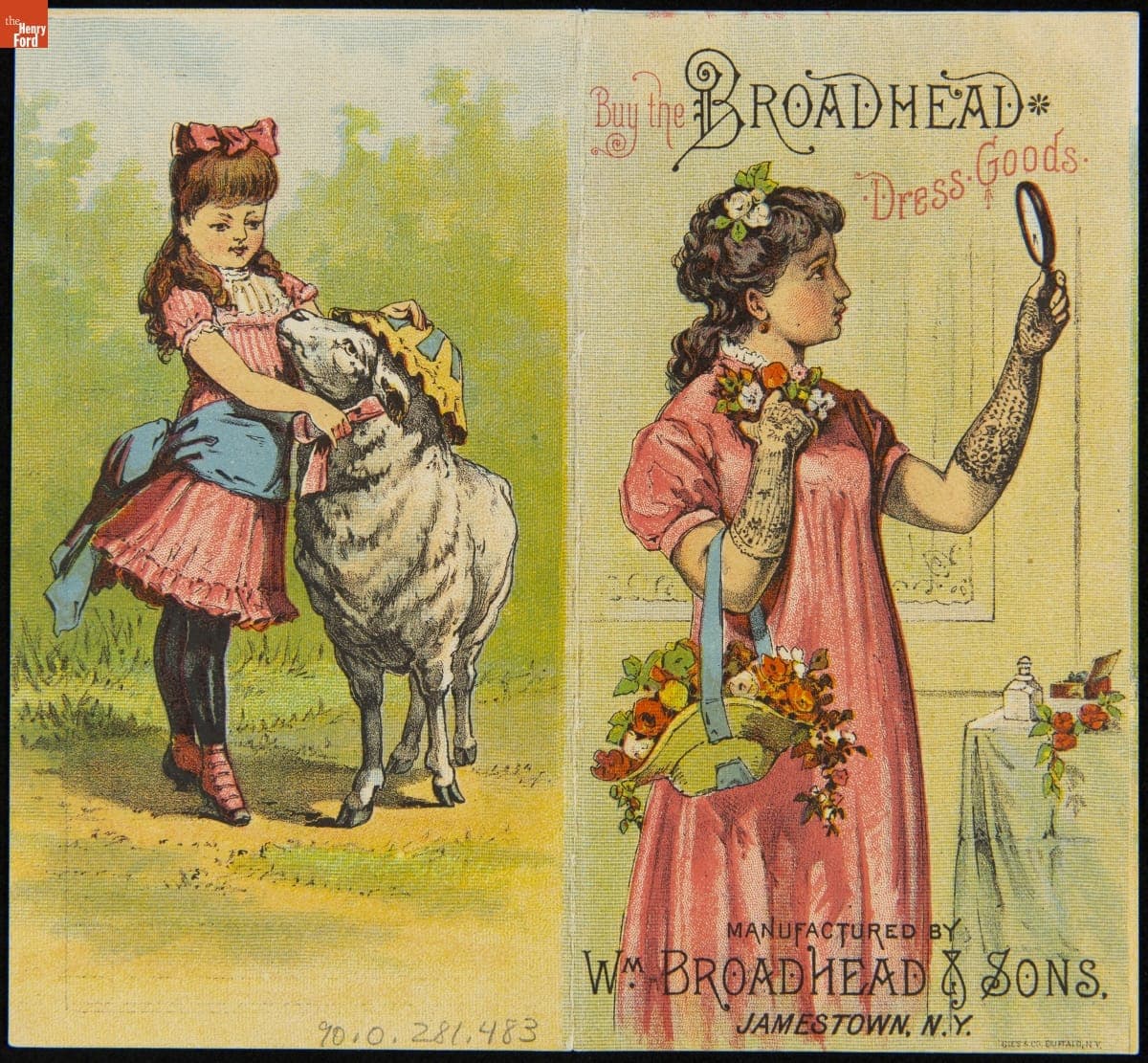 Trade Card for Dress Goods, Broadhead Worsted Mills, 1880-1900