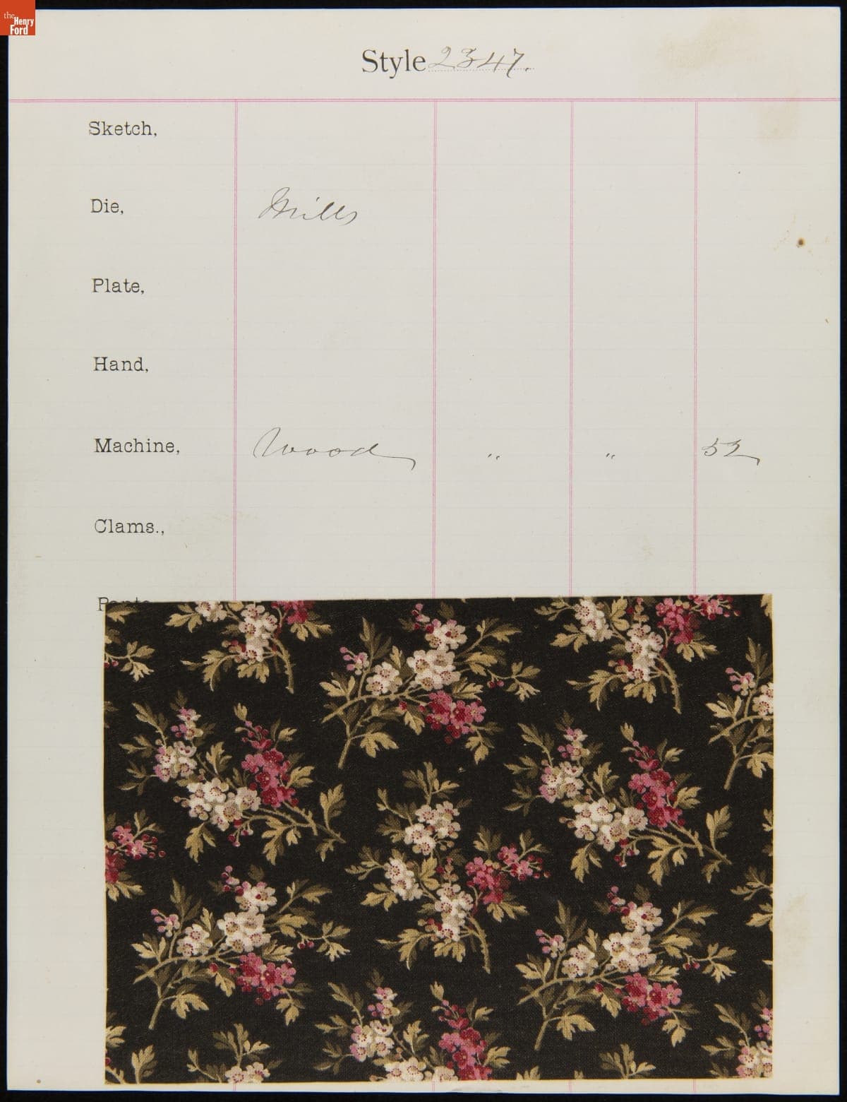 Engraver Sheet for Textile Fabric Style No. 2347, Cocheco Mfg. Co., August 1885 to May 1886
Engraver Sheet for Textile Fabric Style No. 2347, Cocheco Mfg. Co., August 1885 to May 1886