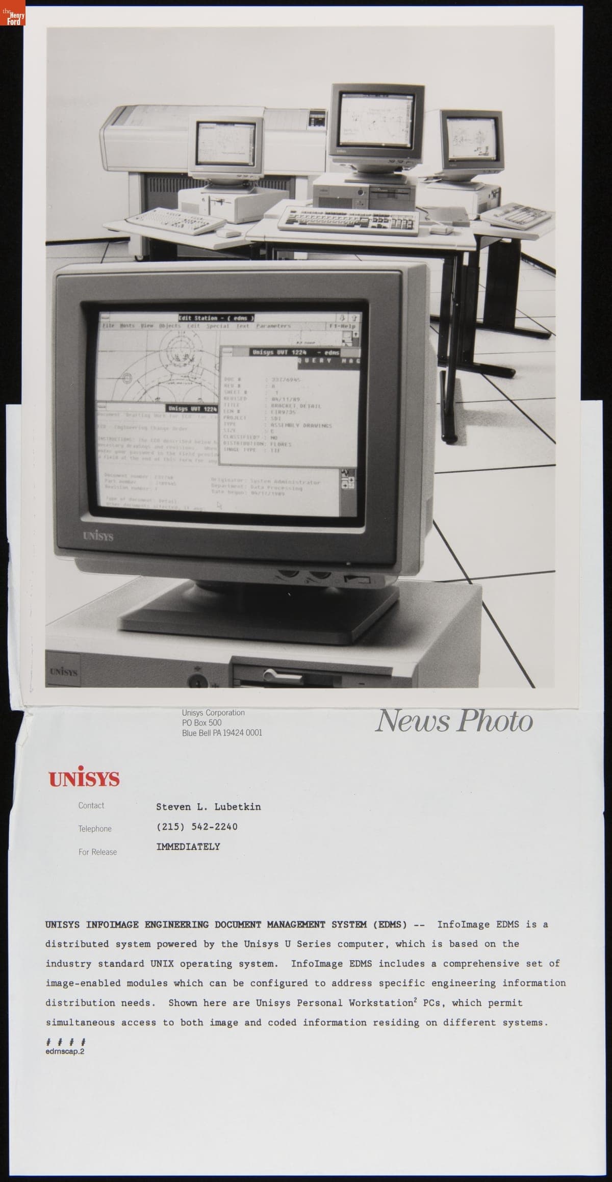 Unisys Personal Workstation PCs for the InfoImage Engineering Document Management System (EDMS), 1989