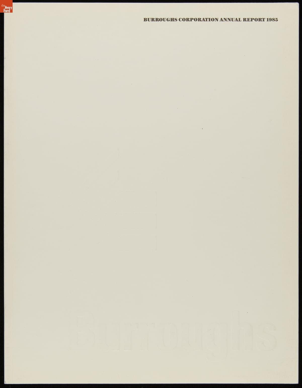 Burroughs Corporation Annual Report, 1985