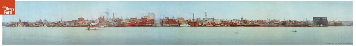 Panoramic View of Detroit Skyline and Harbor from the Detroit River, Michigan, 1901