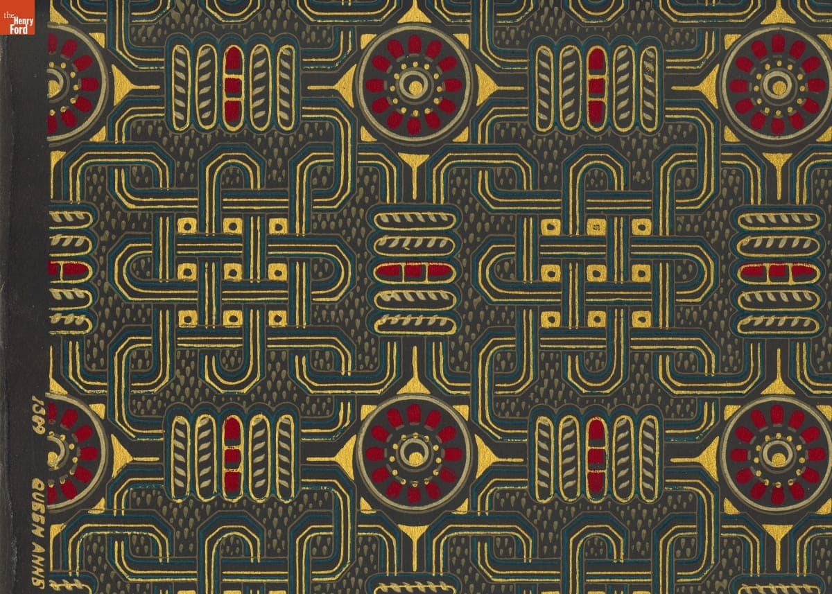 Geometric "Queen Anne" Wallpaper Sample, Designed by Christopher Dresser, 1870-1890