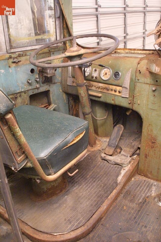 Rosa Parks Bus before Restoration, Interior, Driver's Area, March 2002