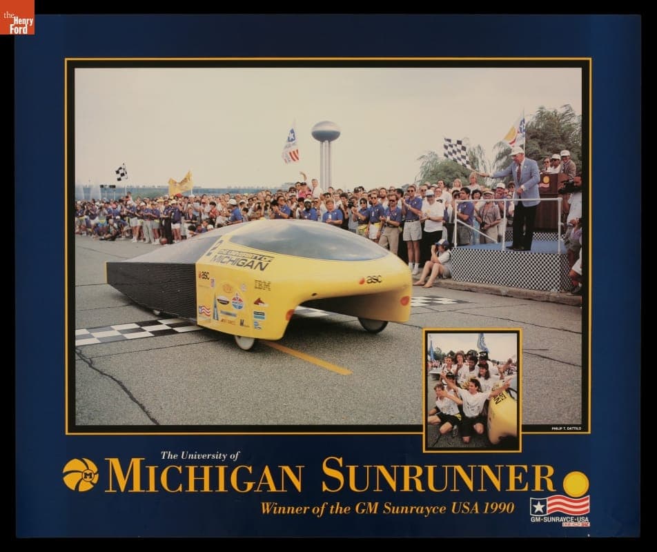 Poster, "University of Michigan Sunrunner, Winner of the GM Sunrayce USA 1990"