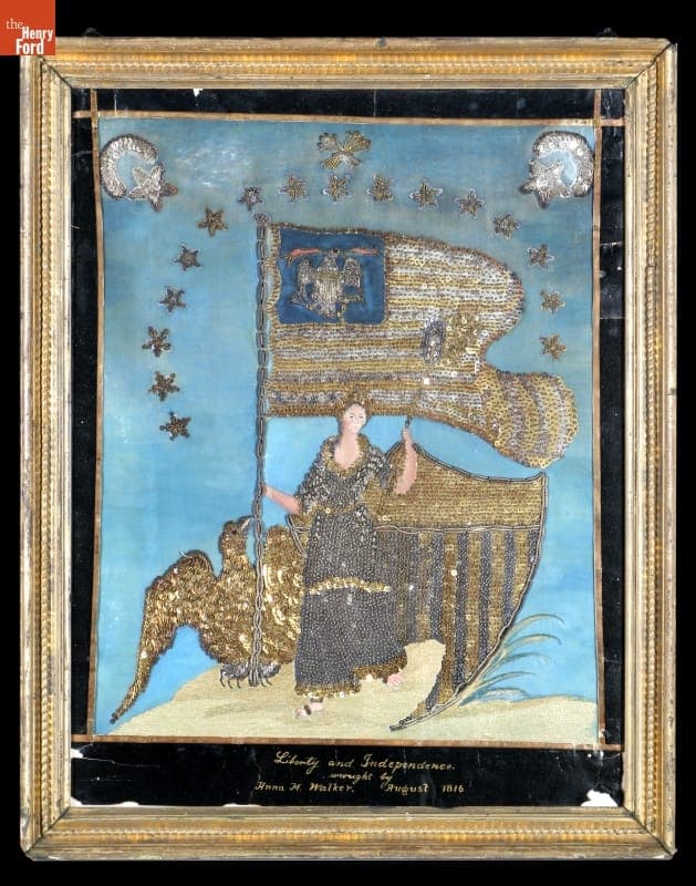 Needlework, "Liberty and Independence," 1816