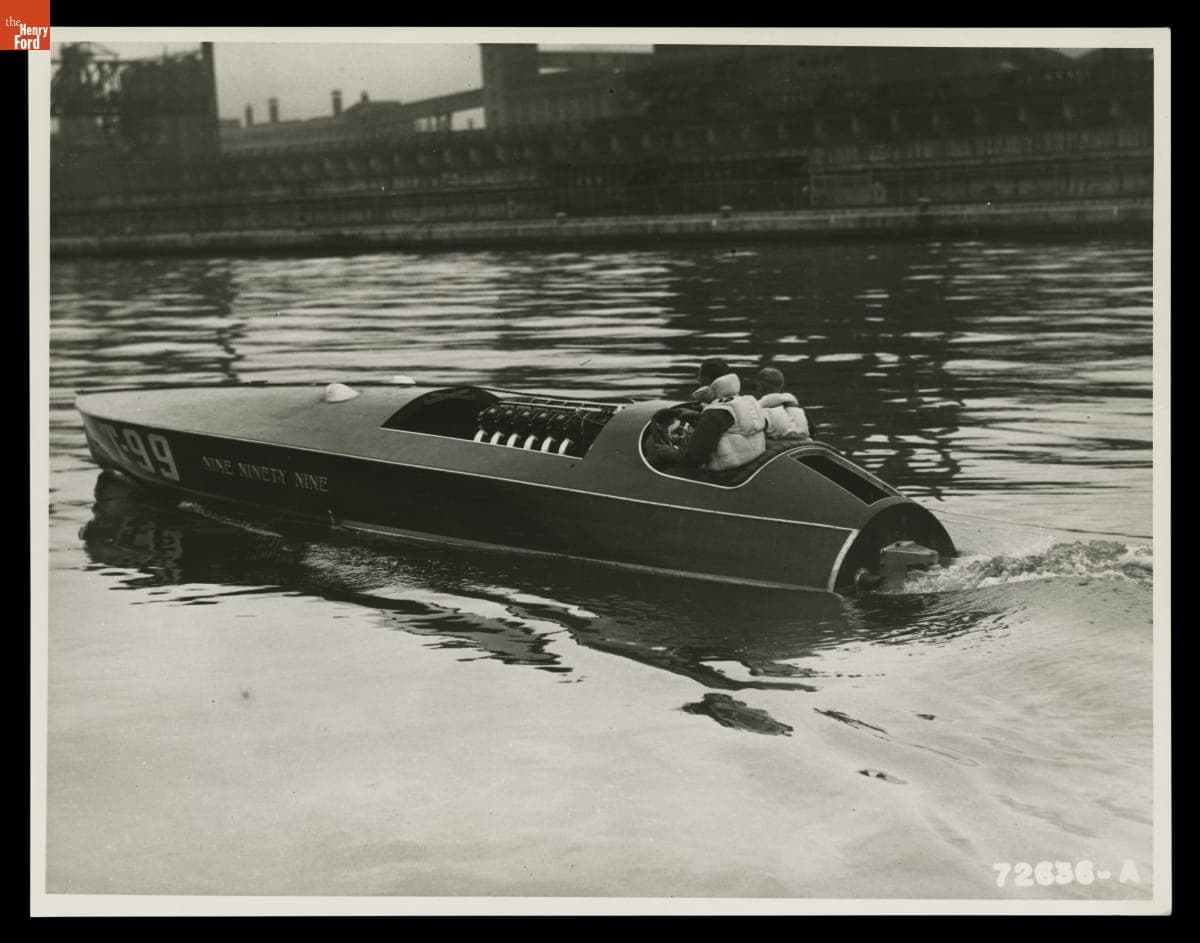 Edsel Ford's Speedboat, "Nine Ninety Nine," at the Ford Rouge Plant, August 1924