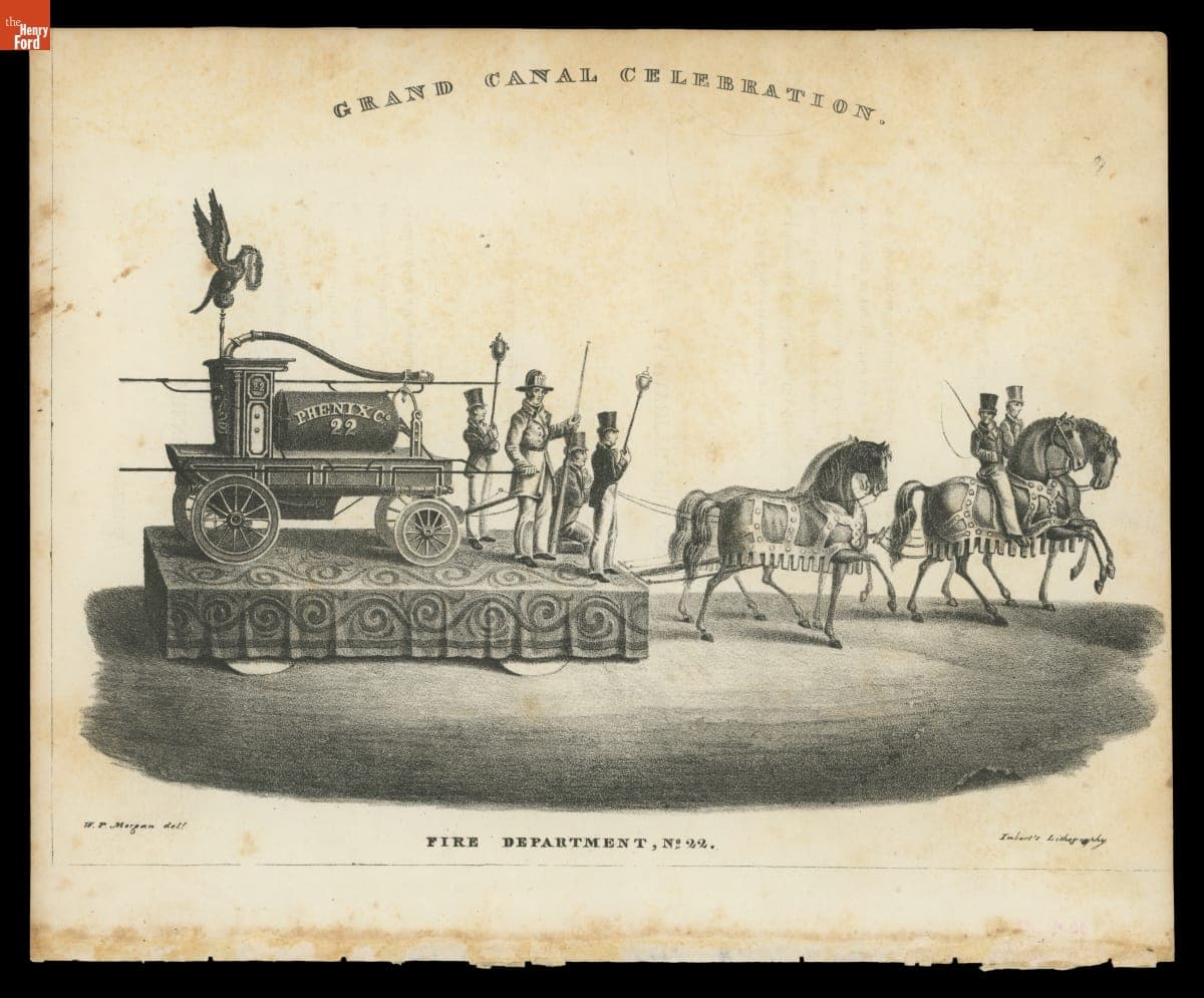 Lithograph, "Grand Canal Celebration, Fire Department No. 22," November 24, 1825