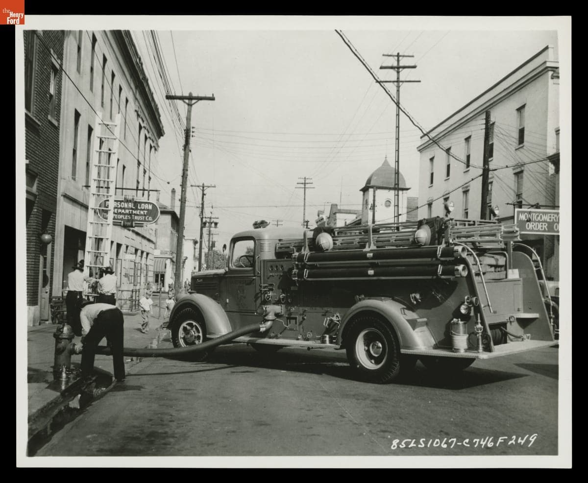 1946 Mack Model 85LS Pumper Truck in Use by the Martinsburg, West Virginia Fire Department, July 1946