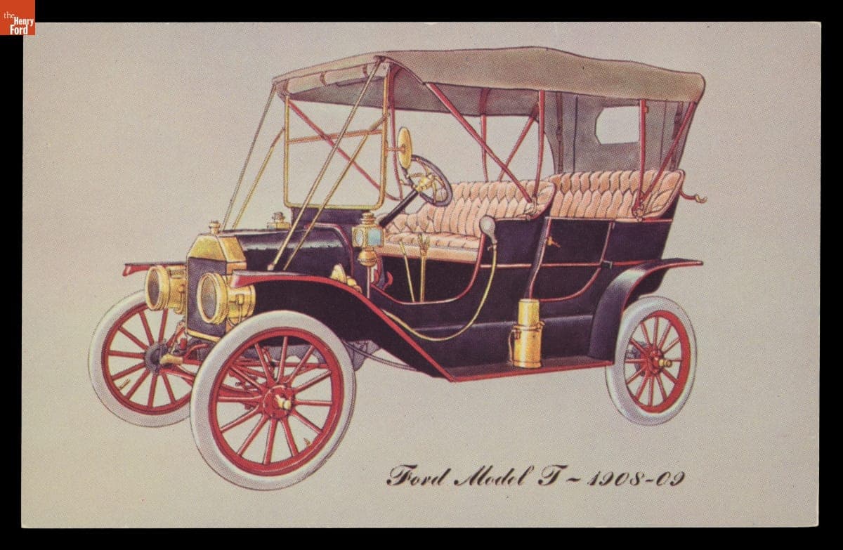 Postcard, "Ford Model T - 1908-09," Henry Ford Museum and Greenfield Village, 1952