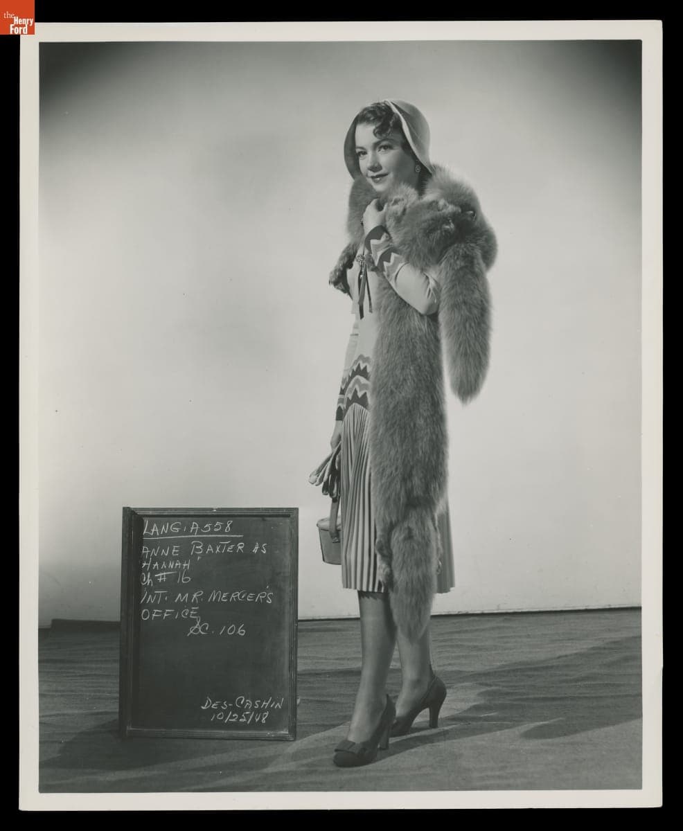 Wardrobe Test Photo of Anne Baxter as Hannah in "You're My Everything," Outfit Designed by Bonnie Cashin, October 25, 1948