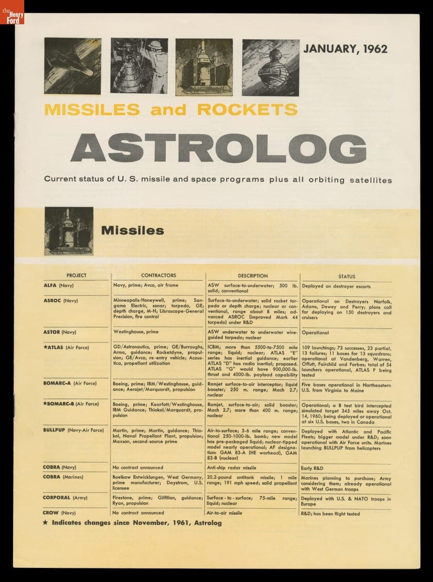 Brochure, "Missiles and Rockets Astrolog," January 1962