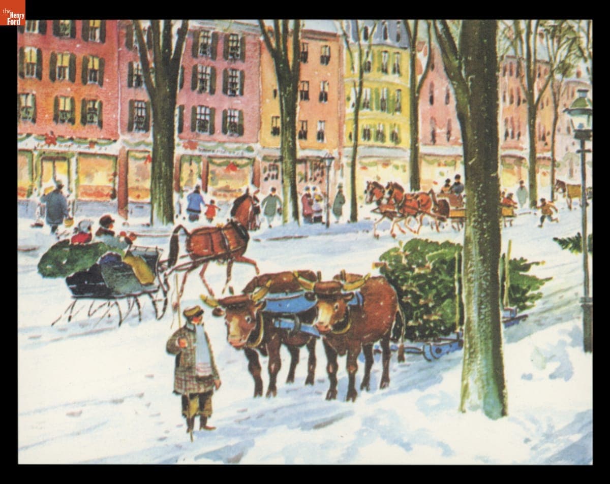 Christmas Card, Snowy Street Scene, 1950-1960