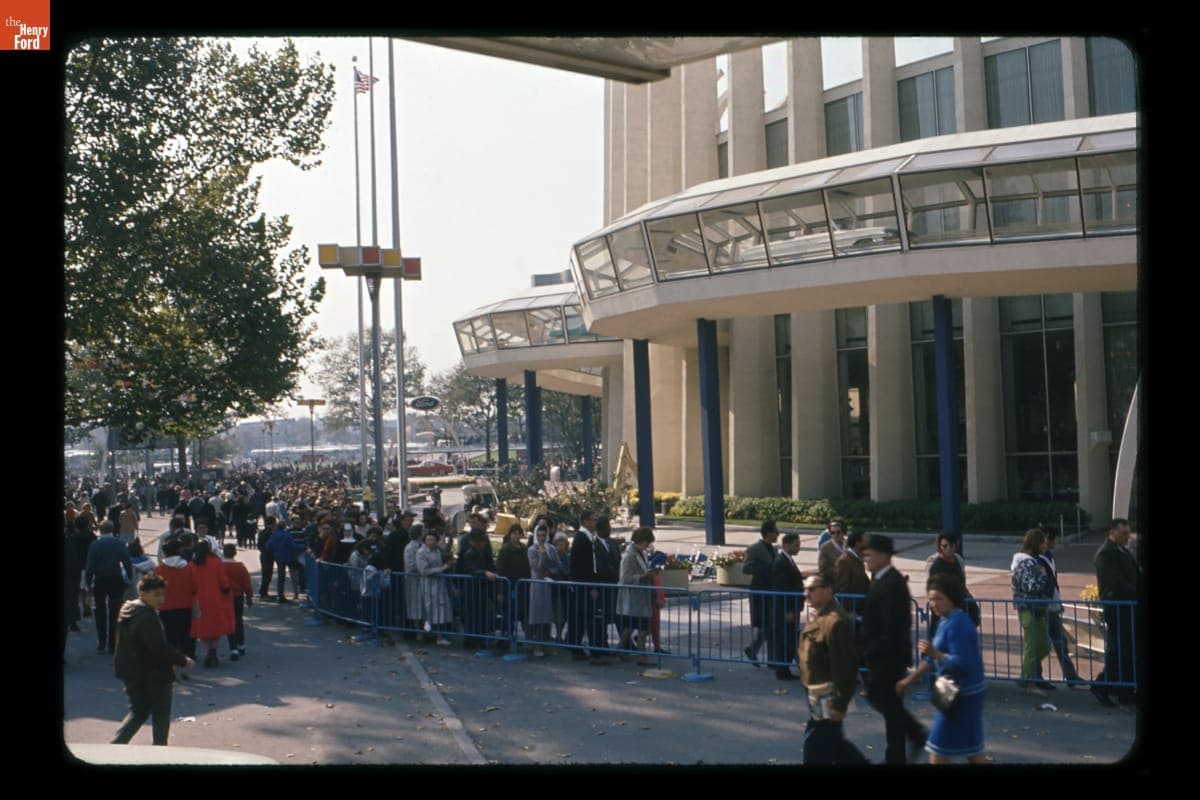 Queue for the Ford Wonder Rotunda and "Magic Skyway" Ride at the New York World's Fair, 1964-1965
