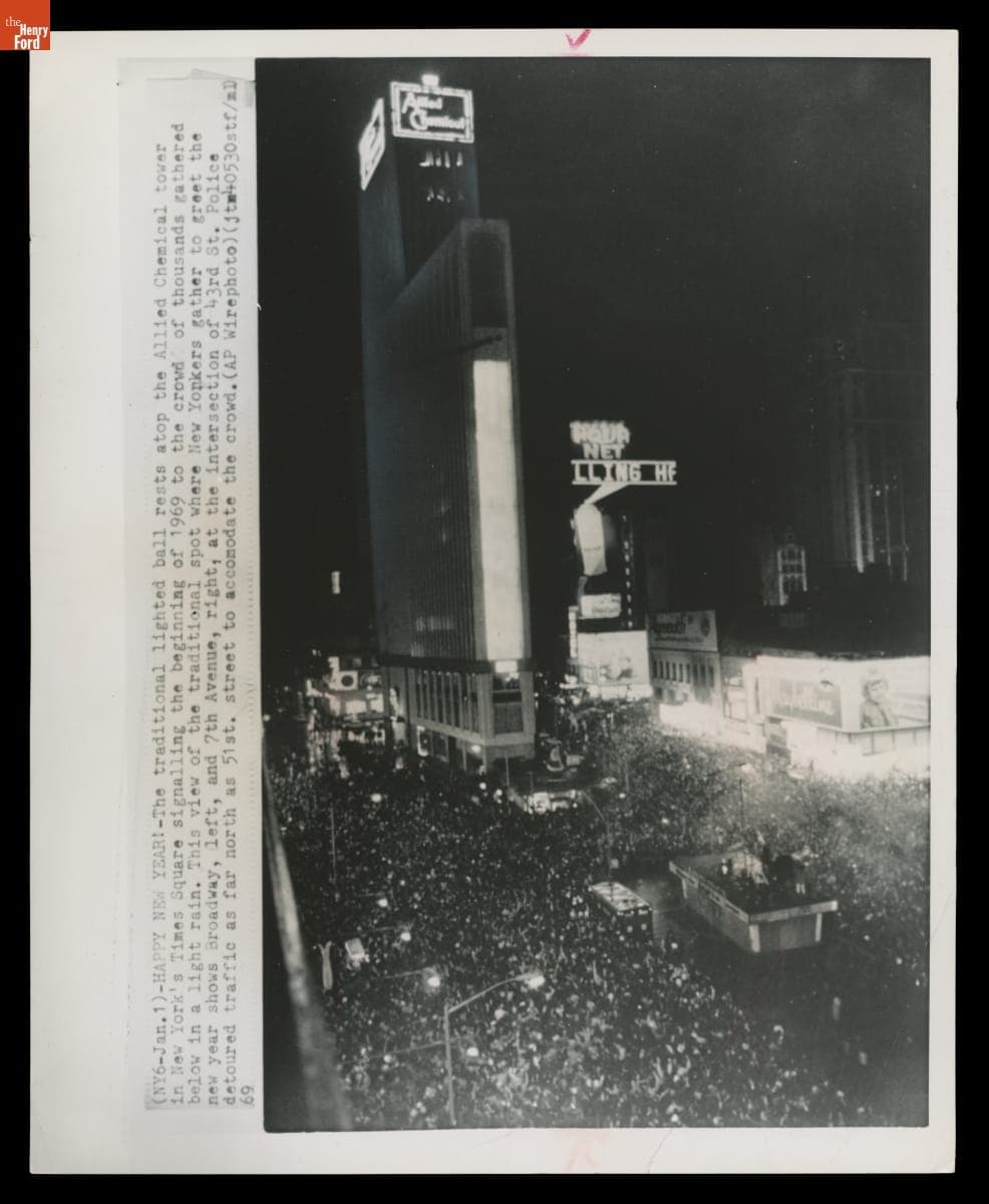 Crowd Gathered in Times Square to Celebrate the New Year, January 1, 1969