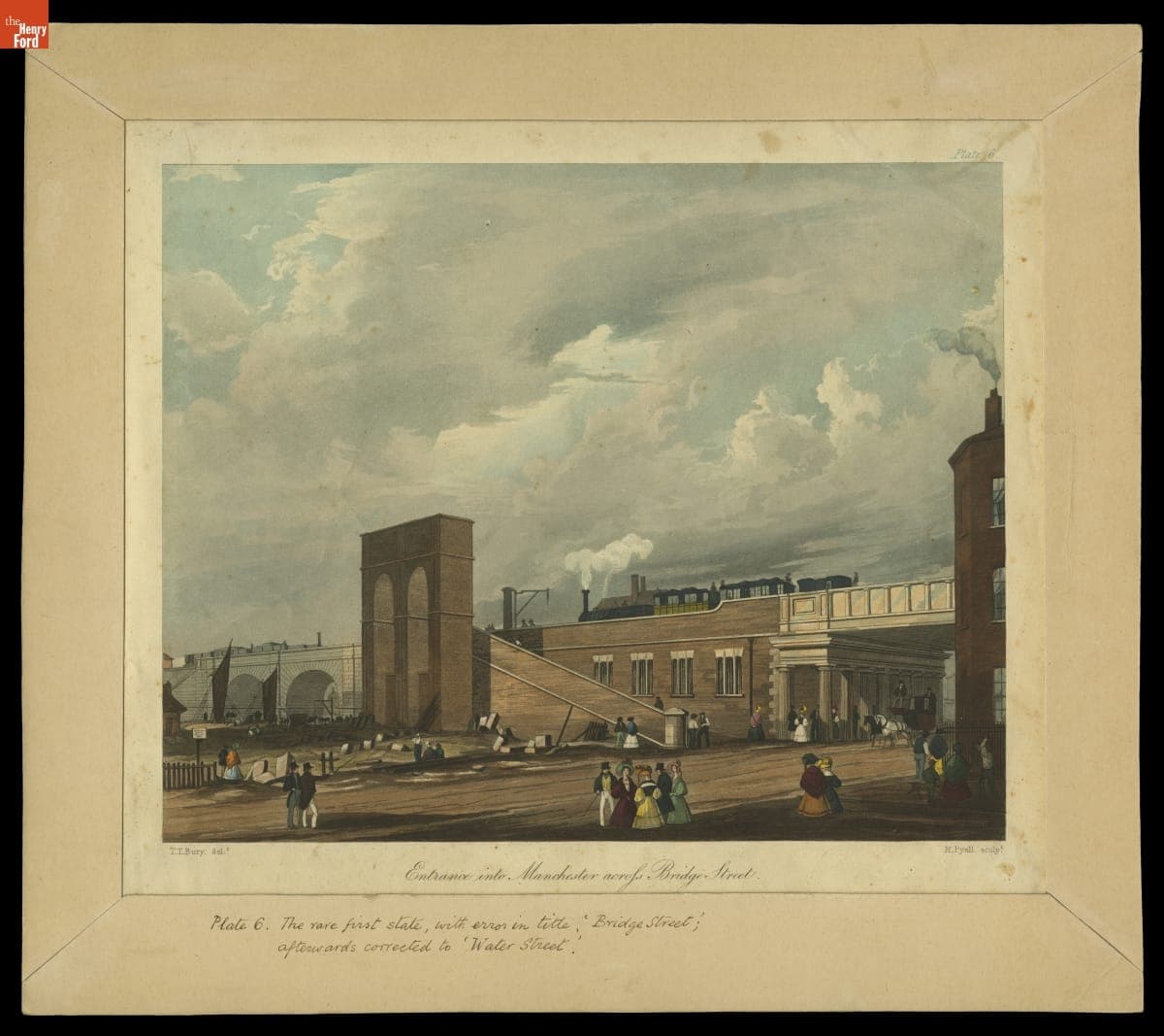 Aquatint, "Entrance into Manchester across Bridge Street," 1831