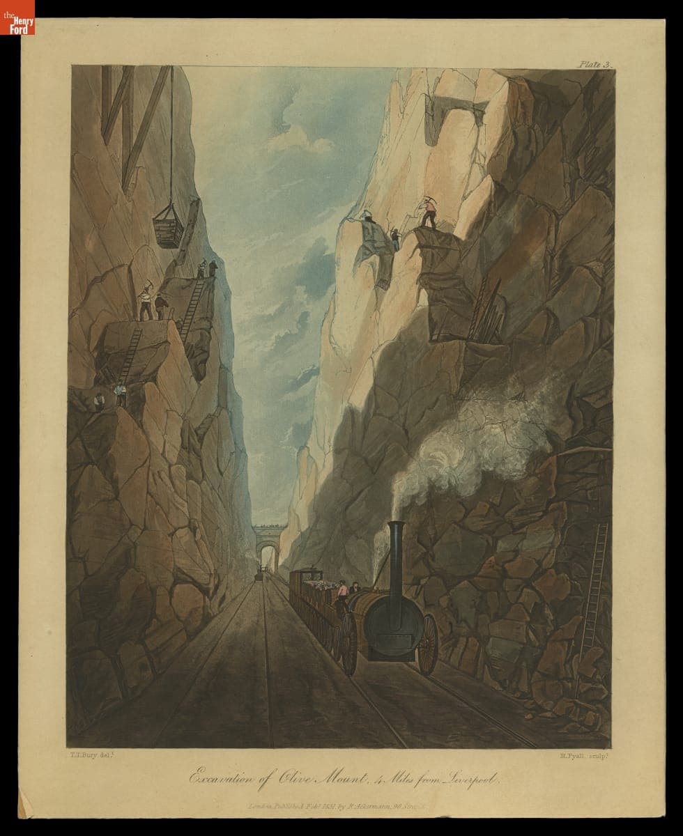 Aquatint, "Excavation of Olive Mount, 4 Miles from Liverpool," 1831