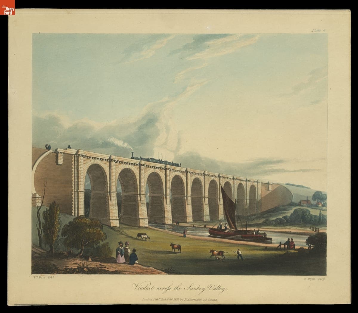 Aquatint, "Viaduct across the Sankey Valley," 1831