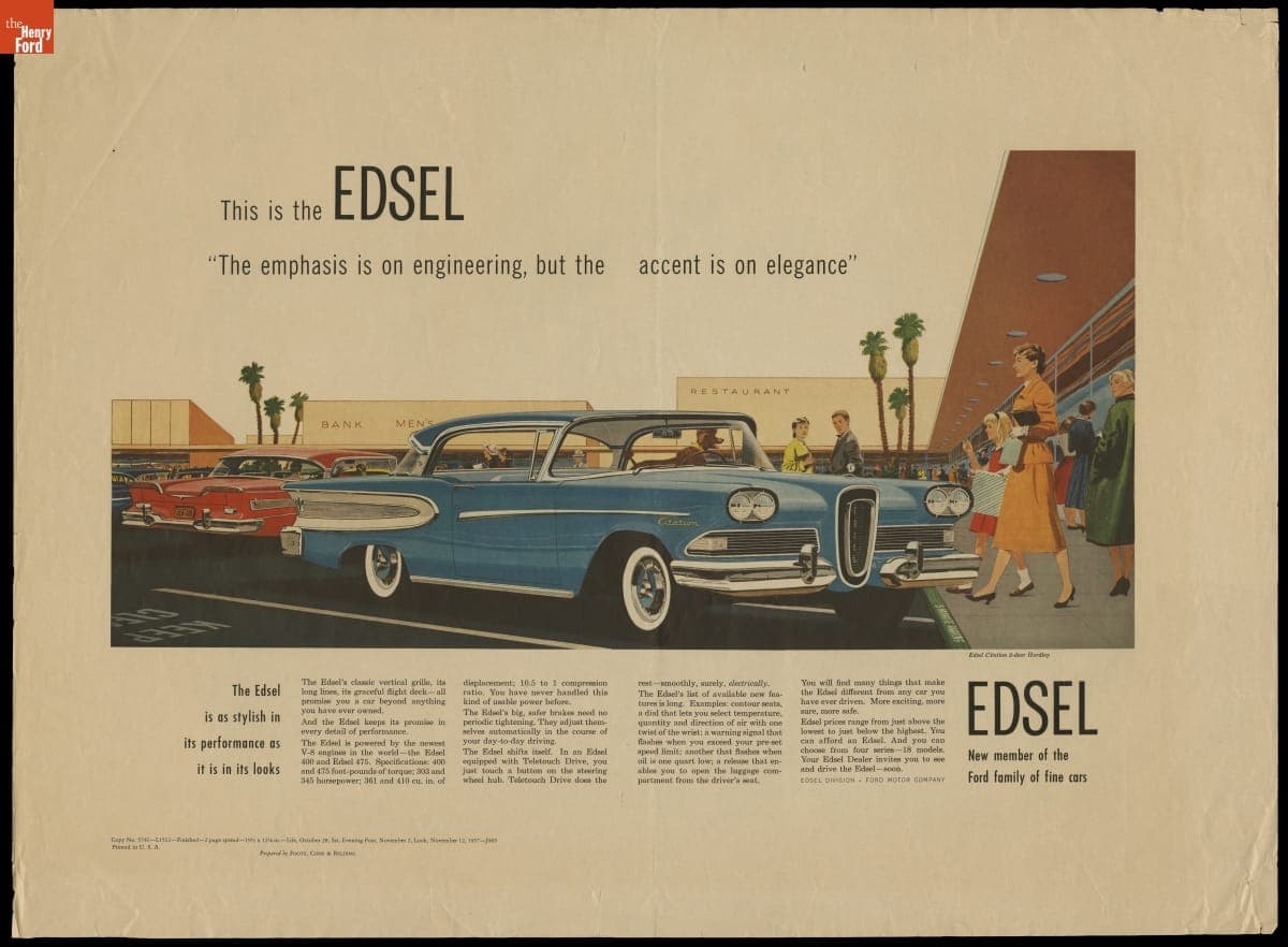 Edsel Advertisement, "This is the Edsel: The Emphasis is on Engineering, but the Accent is on Elegance," 1957