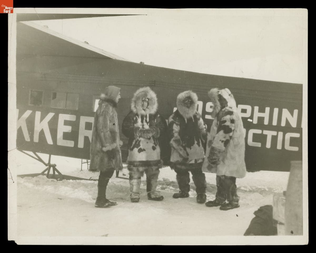 Four Members of the Byrd Arctic Expedition Crew in Front of the Fokker Airplane, the "Josephine Ford," May 1926