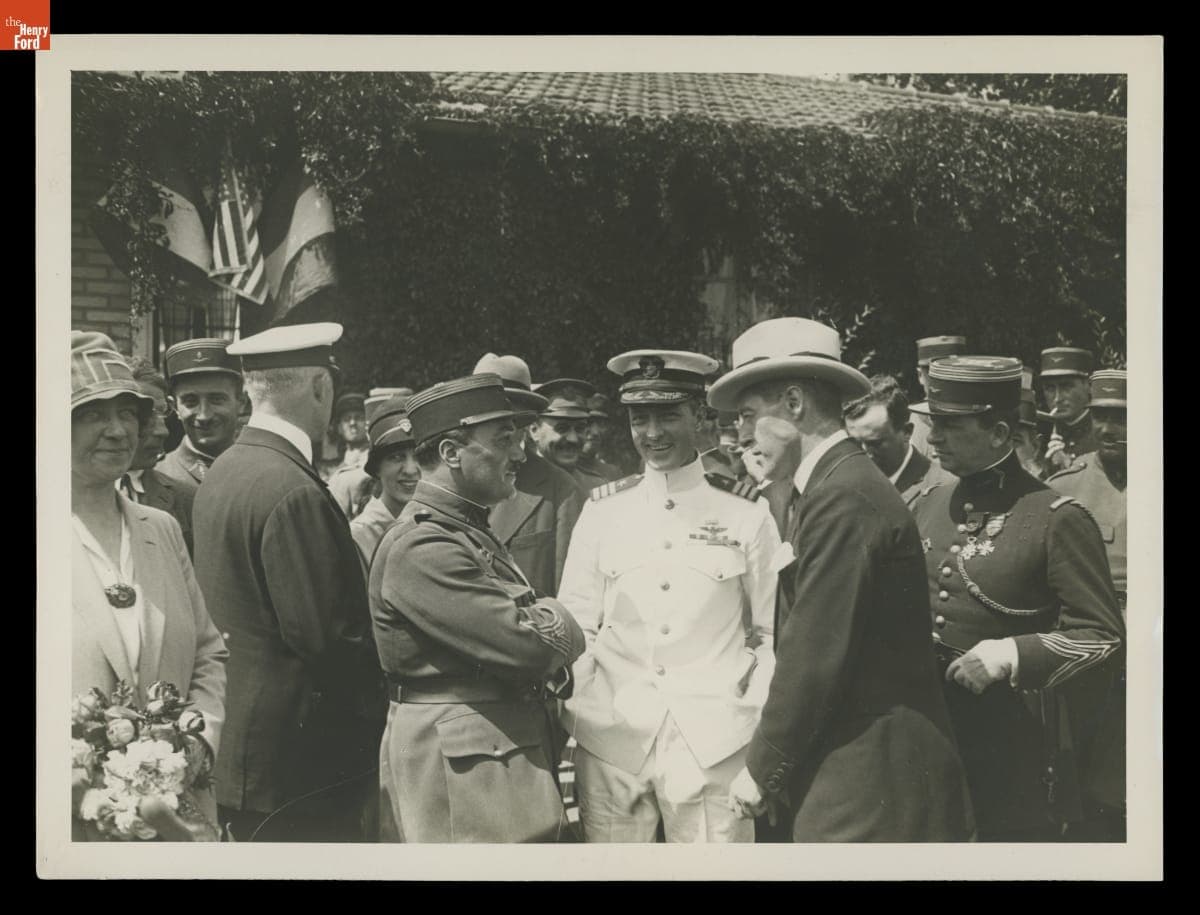 Armand Pinsard, Richard E. Byrd, and Sheldon Whitehouse in France Following Byrd's Transatlantic Flight, 1927