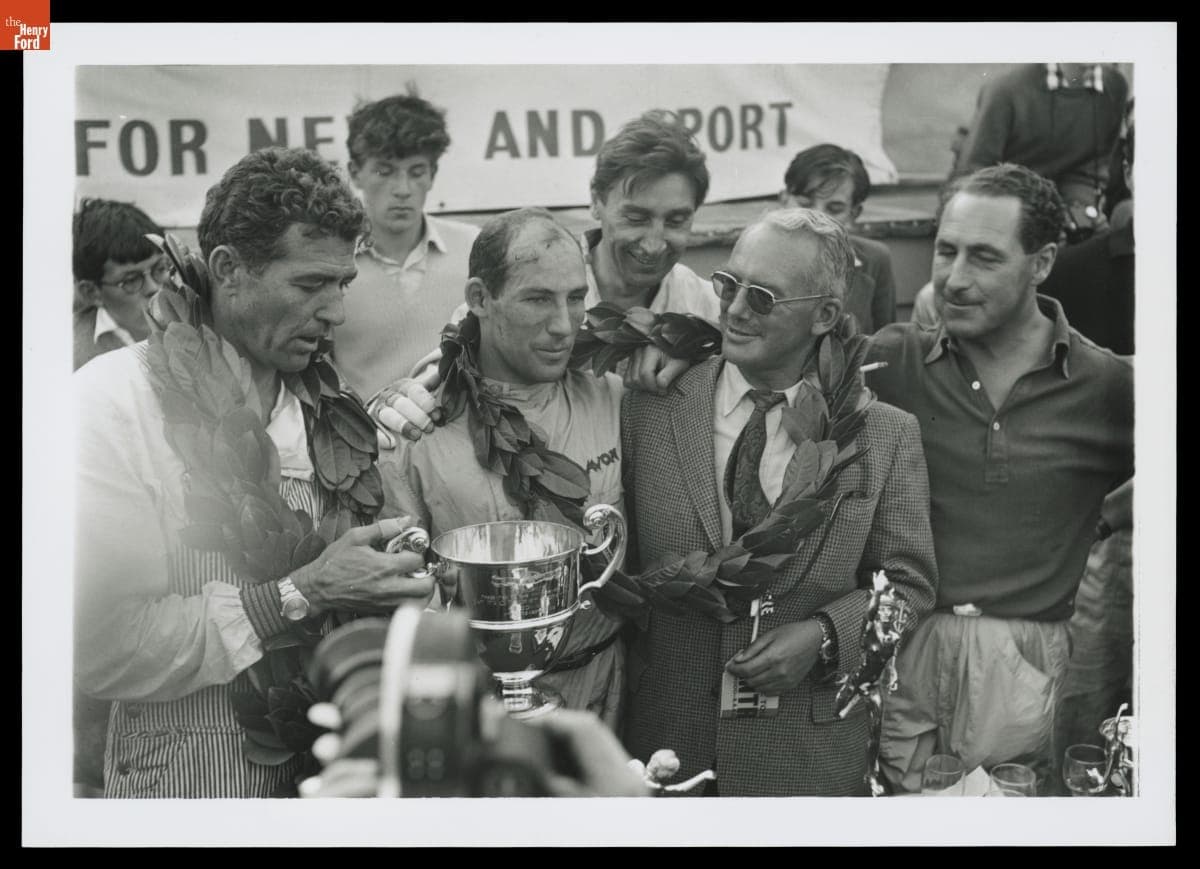 Carroll Shelby and Stirling Moss at the 24th R.A.C. Tourist Trophy Race, Goodwood, September 1959