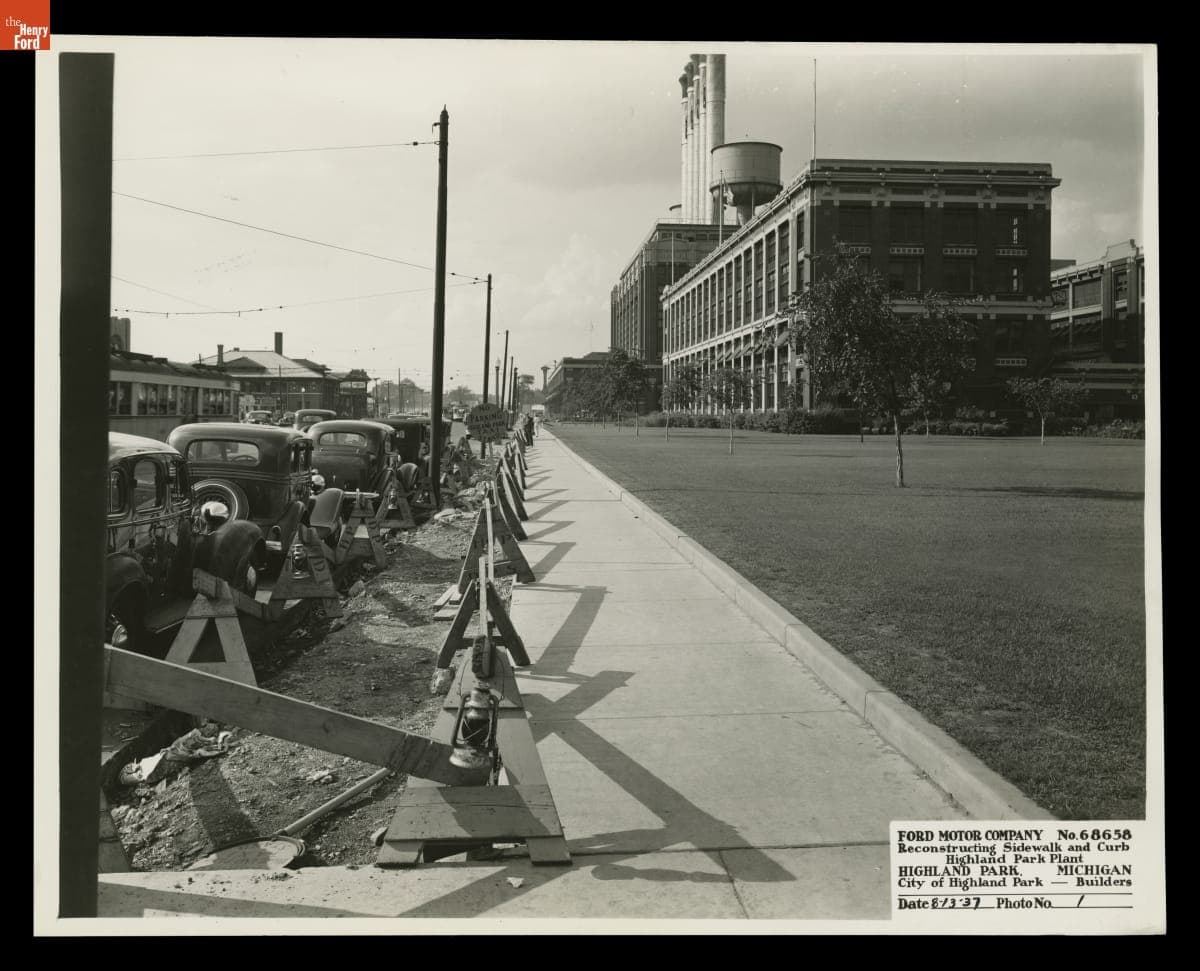 Sidewalk and Curb Reconstruction at the Ford Motor Company Highland Park Plant, August 1937
