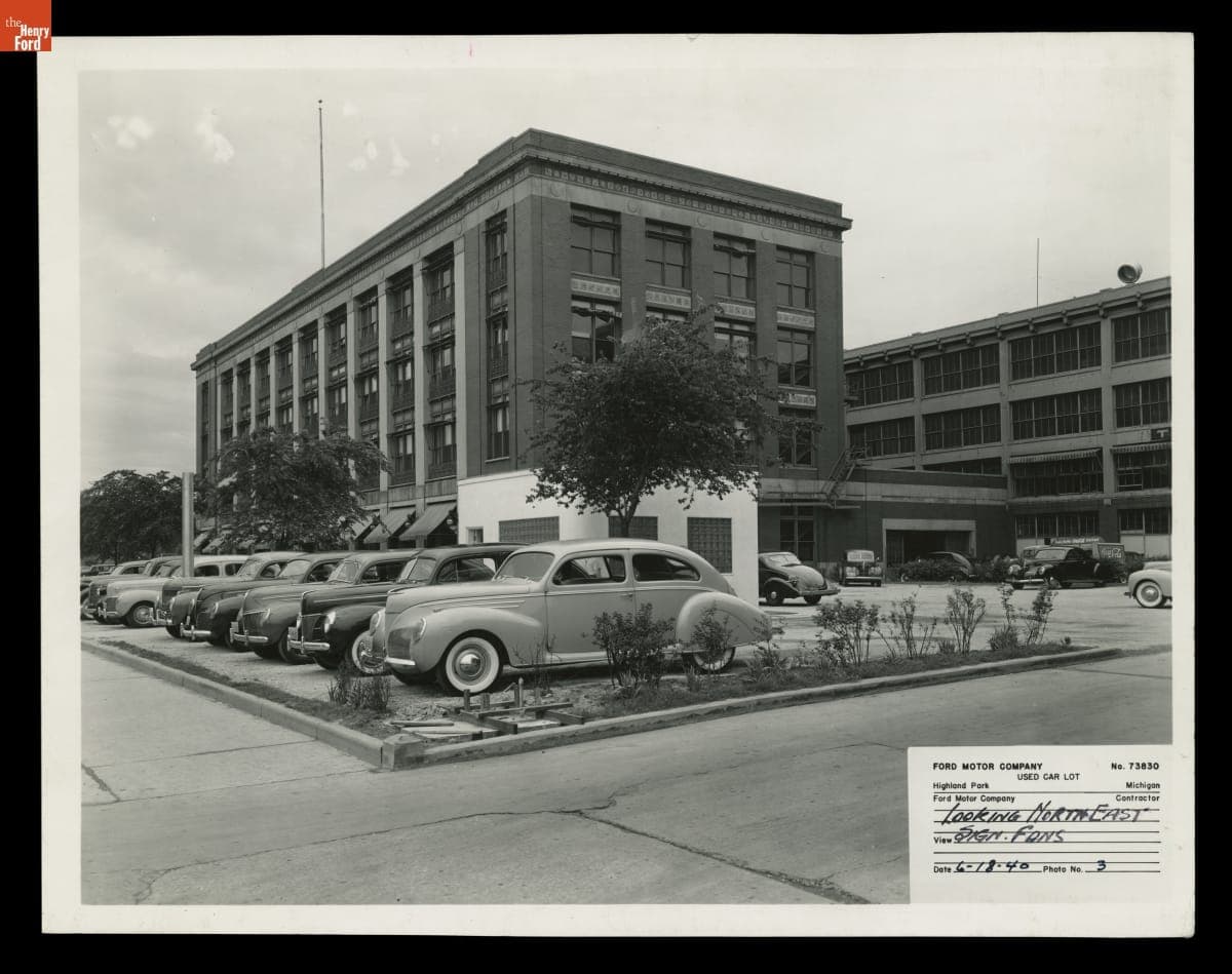 Used Car Lot at Ford Motor Company Highland Park Plant, June 1940