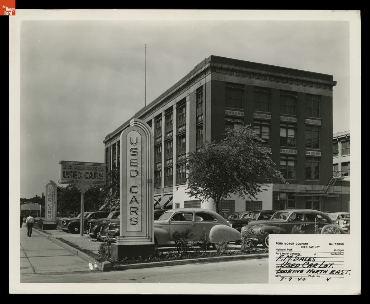Used Car Lot at Ford Motor Company Highland Park Plant, July 1940