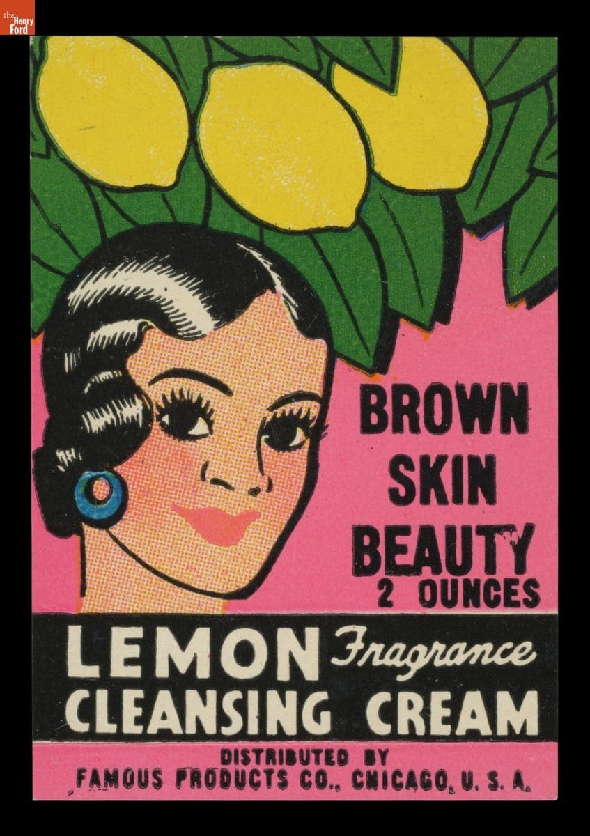 Product Label for Brown Skin Beauty 2 oz. Lemon Fragrance Cleansing Cream, 1926-1946