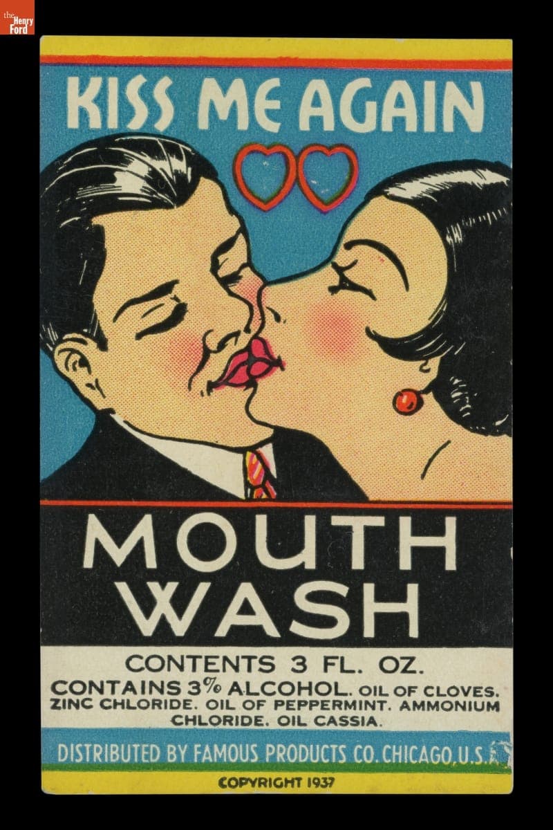 Product Label for Kiss Me Again Mouth Wash, 1937