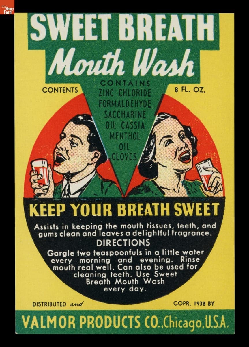 Product Label for Sweet Breath Mouth Wash, 1938