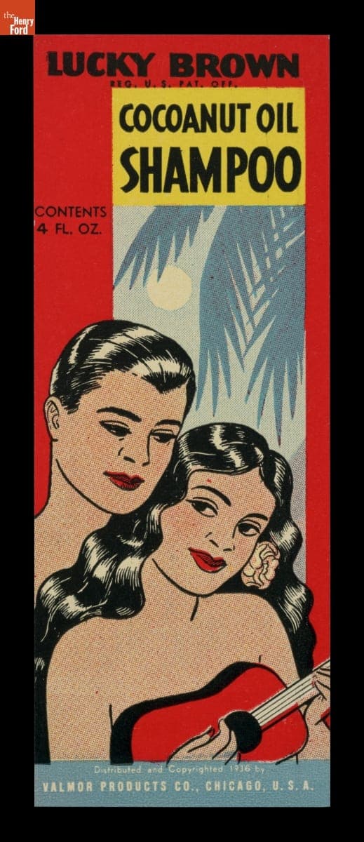 Product Label for Lucky Brown Cocoanut Oil Shampoo, 1936