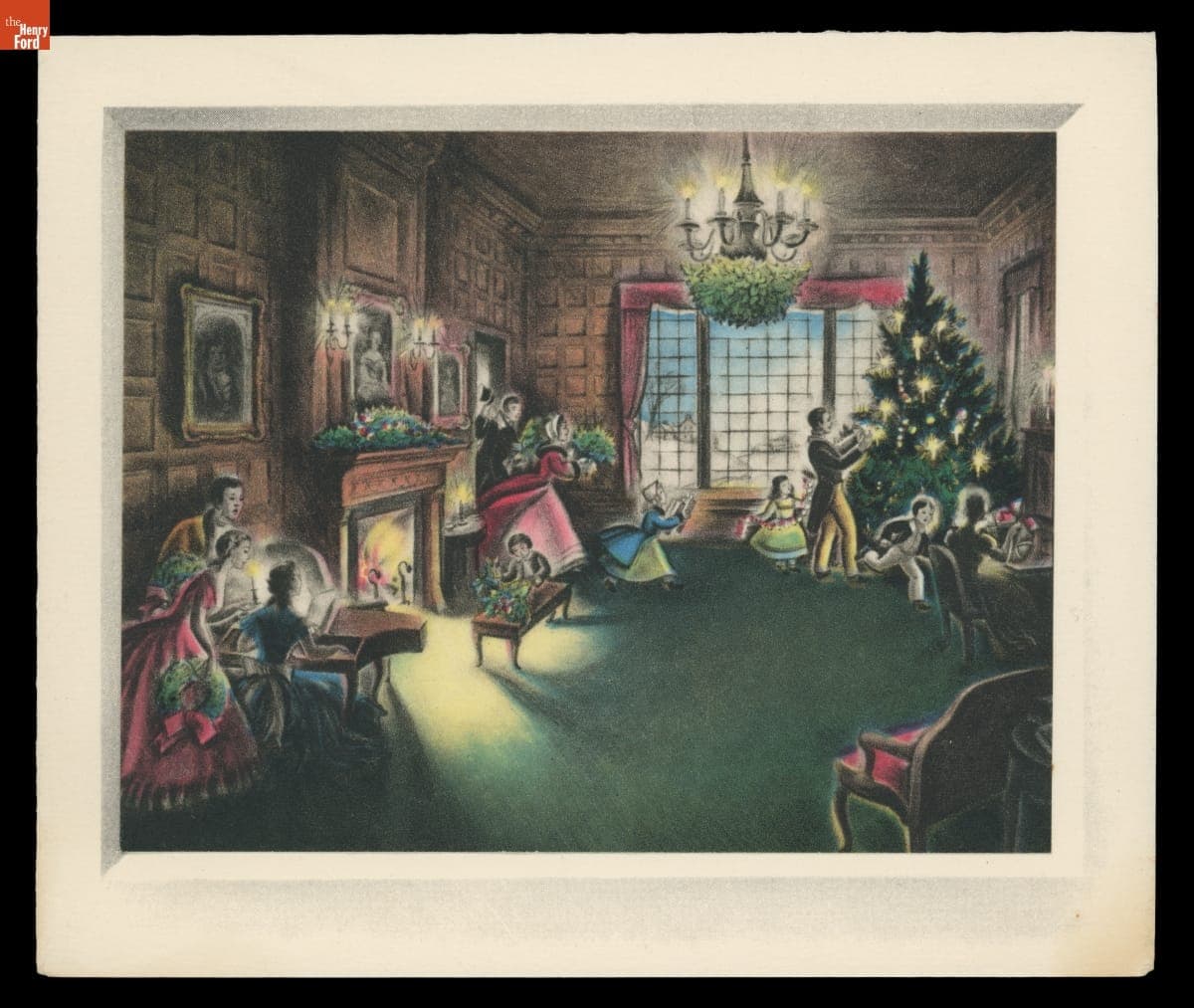 Family Christmas Celebration, Christmas Card, 1950