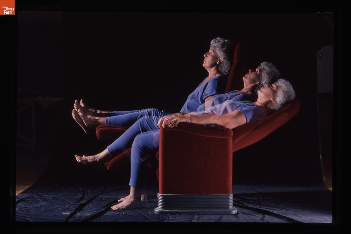 Woman in Motion Study with Prototype Sarah Chair, 1987-1991