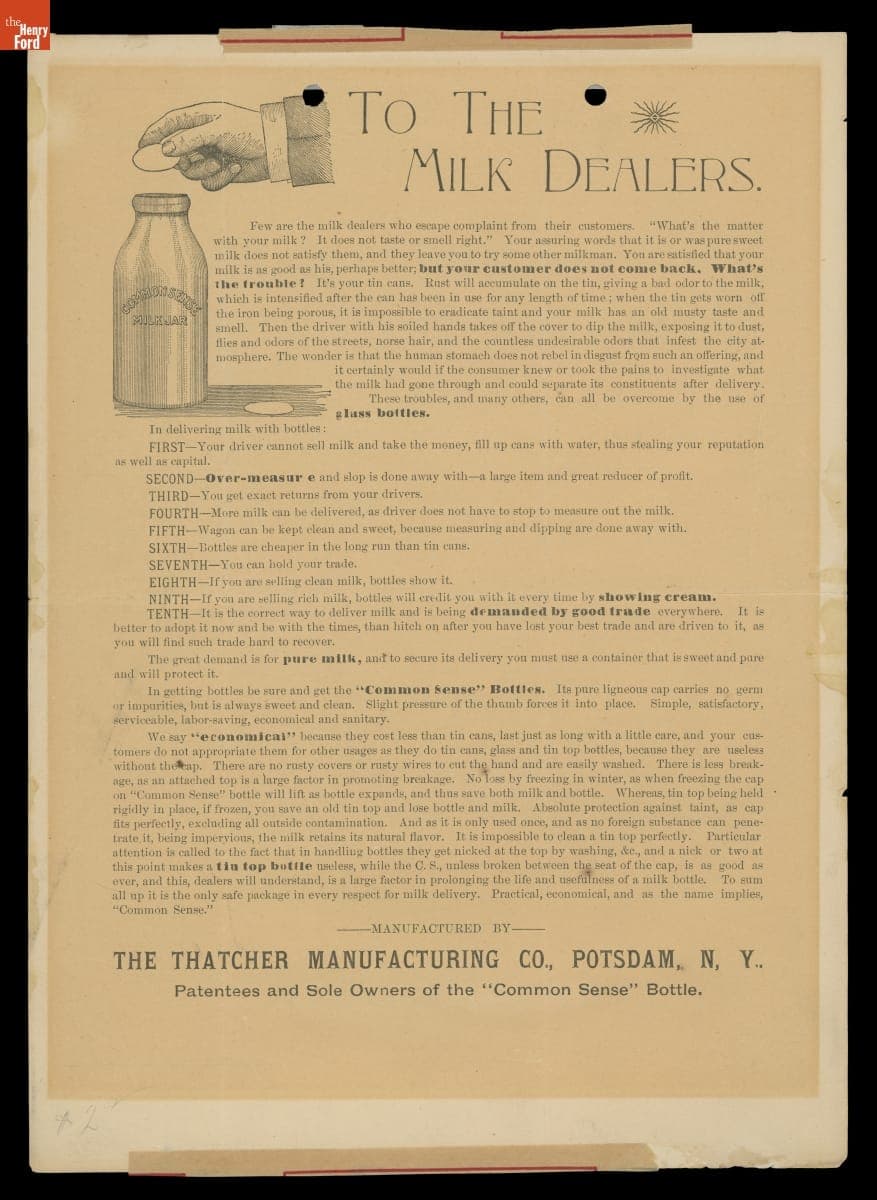 To the Milk Dealers, circa 1895