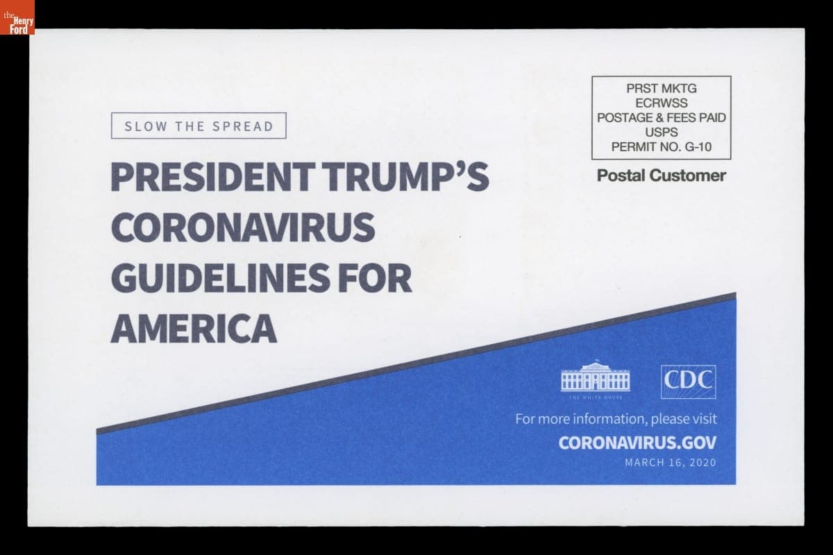 "President Trump's Coronavirus Guidelines for America," Presidential Campaign Mailer, March 16, 2020