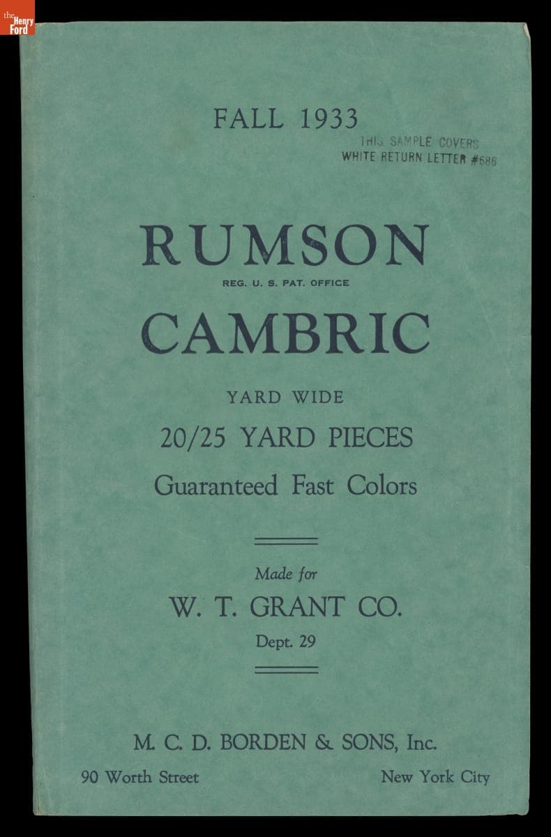 "Rumson Cambric" Sample Book, Fall 1933