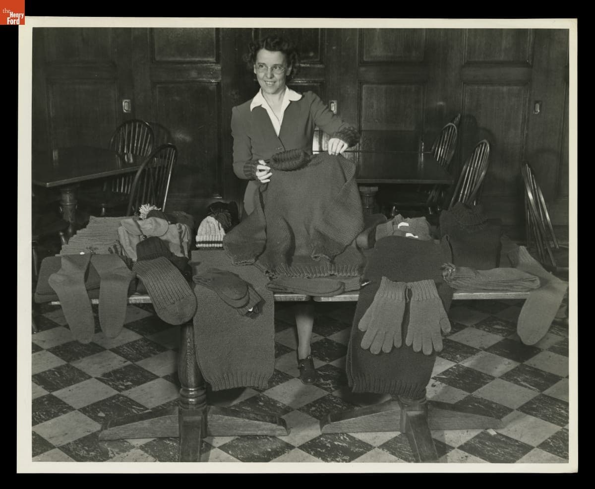Garments Knitted for the War Effort by Employees at the Ford Motor Company Rouge Plant, October 1942