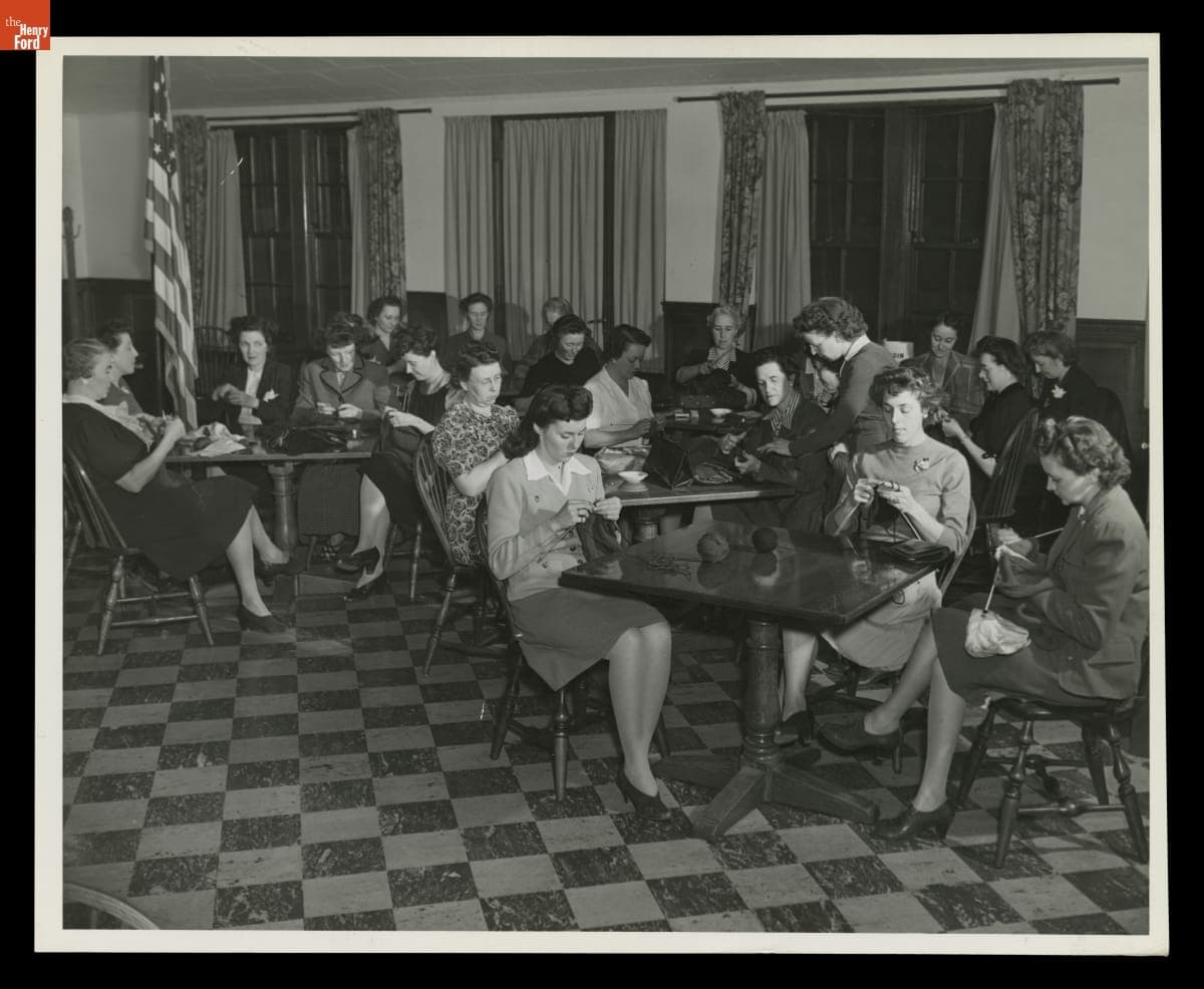 Employees Knitting for the War Effort during Lunchtime at the Ford Motor Company Rouge Plant, October 1942