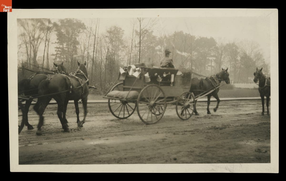Tin Peddler in Horse-Drawn Wagon, 1900-1920