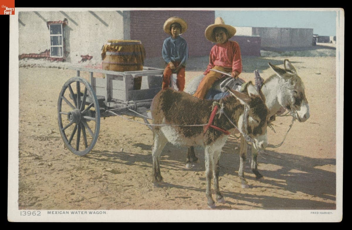 Postcard, "Mexican Water Wagon," circa 1915