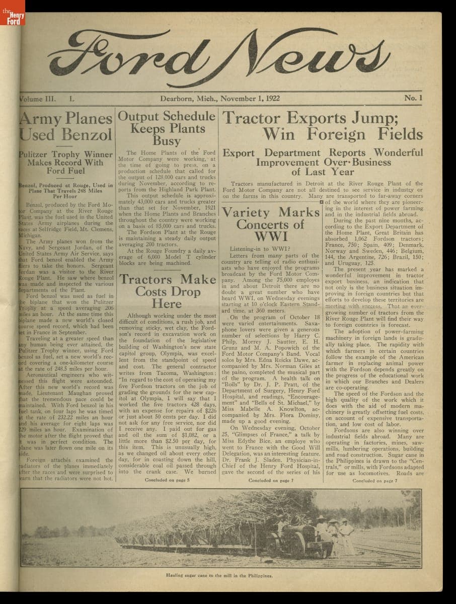 "Ford News,"  Volume 3, November 1922-October 1923
