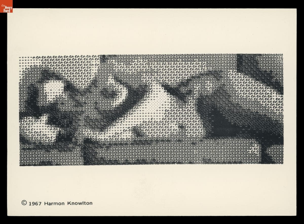 Experiments in Art and Technology Postcard Showing "Studies in Perception (Computer Nude)," 1967-1971